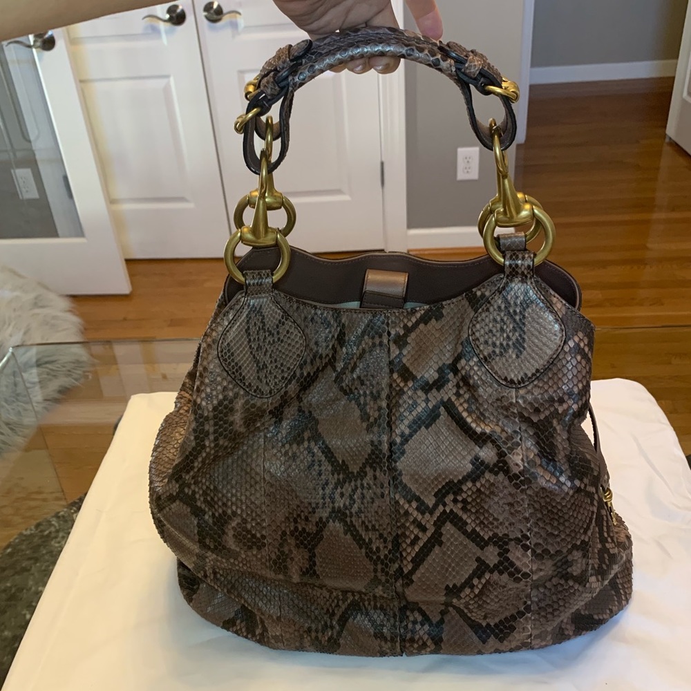 Gucci Python Soft Icon Horse Bit Tote *Rare* - image 1